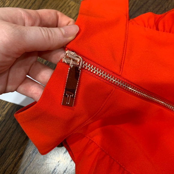 New Ted Baker Torriya Halterneck Ruffle Tunic A-Line Dress Dark Orange Size 2 - Picture 9 of 10